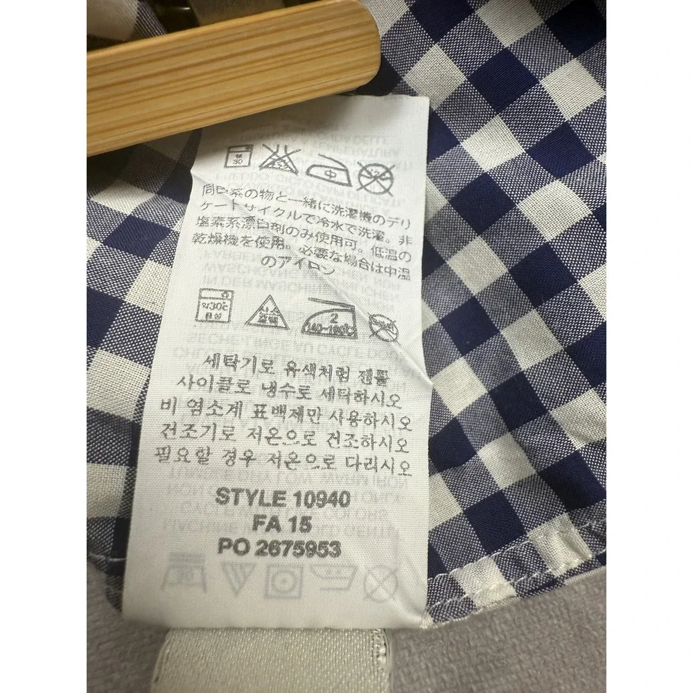 J. Crew Navy and White Gingham Button-Down Shirt
